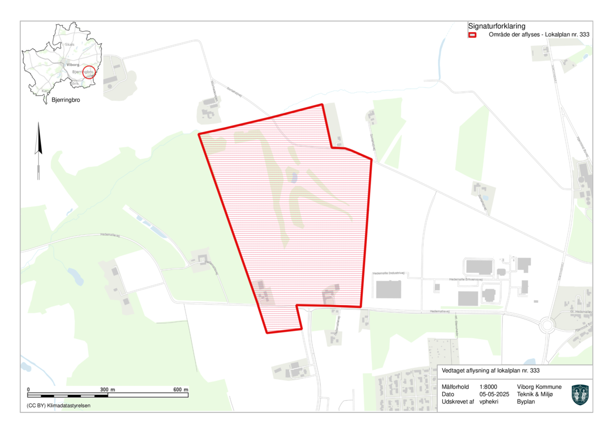 Kort over området ved Hedemøllevej