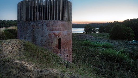 Hald Slot Tårnet Med Det Smukke Landskab Som Bagggrund