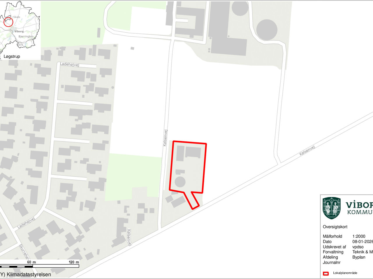 Kort over området ved Kølsenvej i Løgstrup