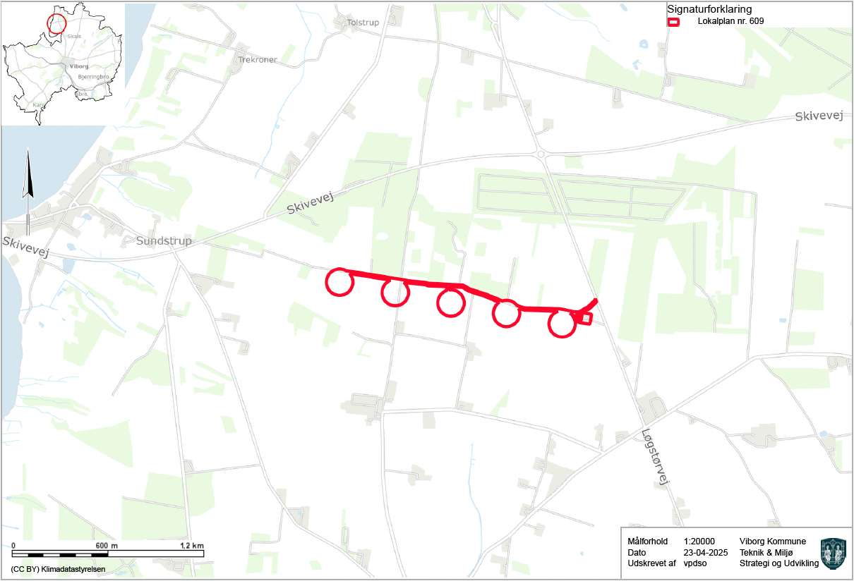 Kort over området over området øst for Sundstrup