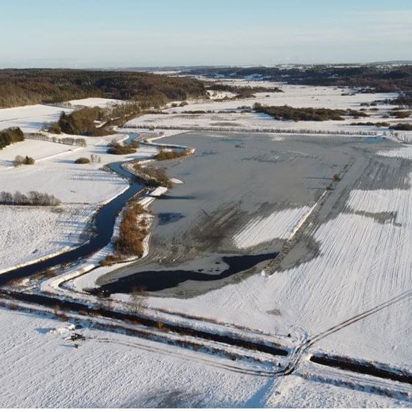 Luftfoto af et vådområde