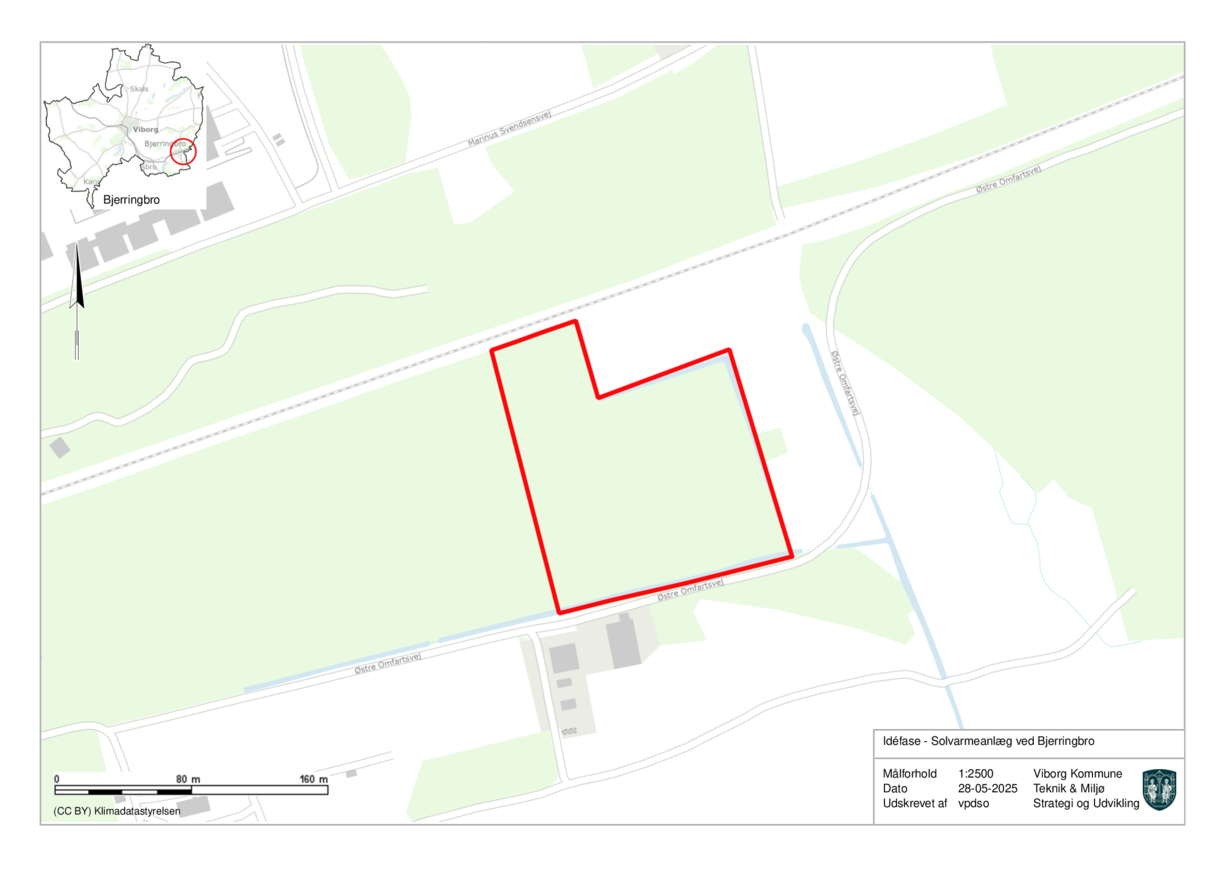 Oversigtskort - Solvarmeanlæg ved Bjerringbro