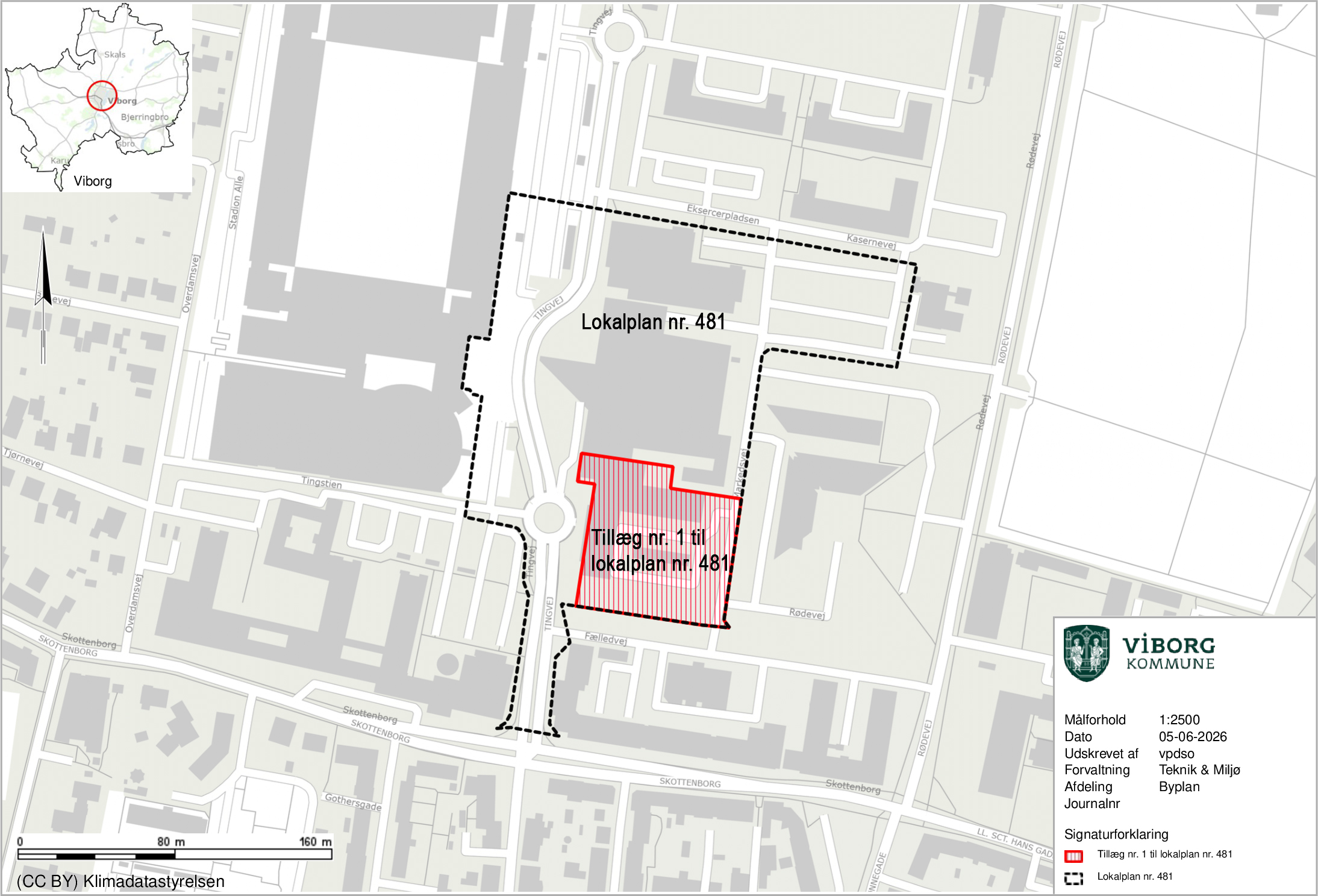 Kort over området ved Tingvej i Viborg