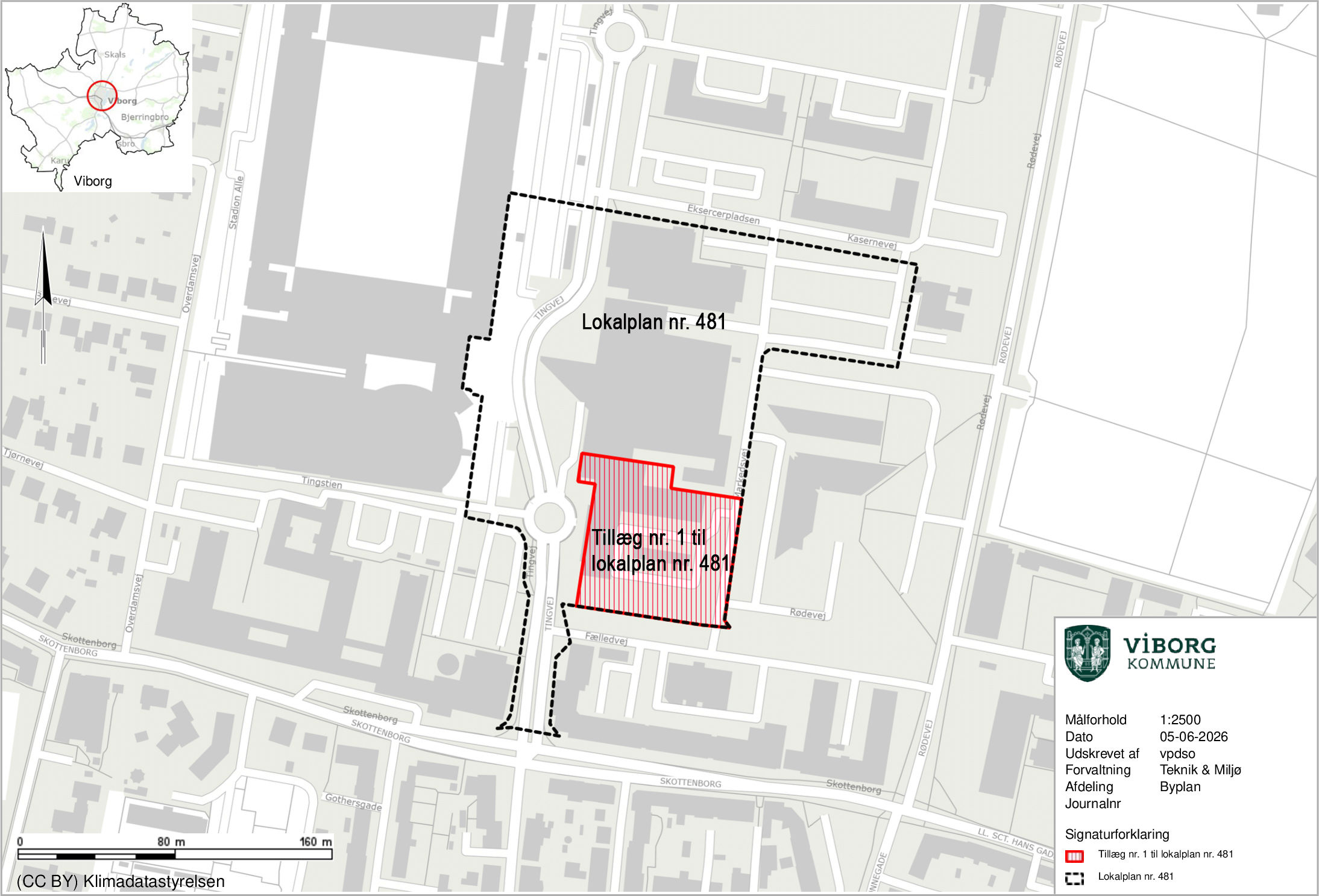 Kort over området ved Tingvej i Viborg