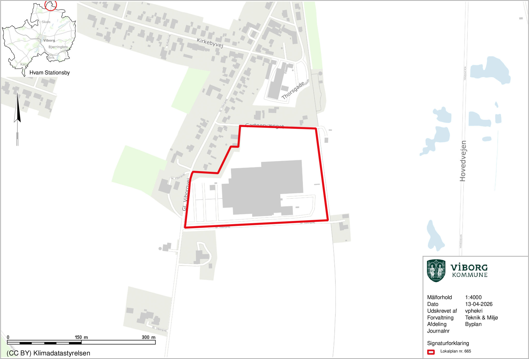 Kort over erhvervsområdet ved Gl. Viborgvej i Hvam