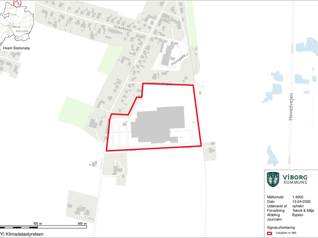 Kort over erhvervsområdet ved Gl. Viborgvej i Hvam