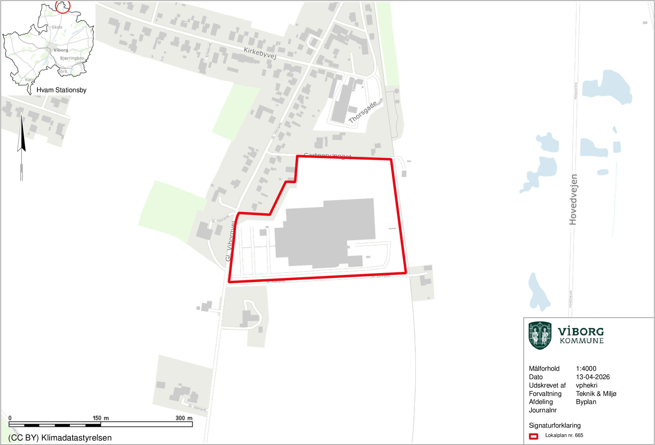 Kort over erhvervsområdet ved Gl. Viborgvej i Hvam
