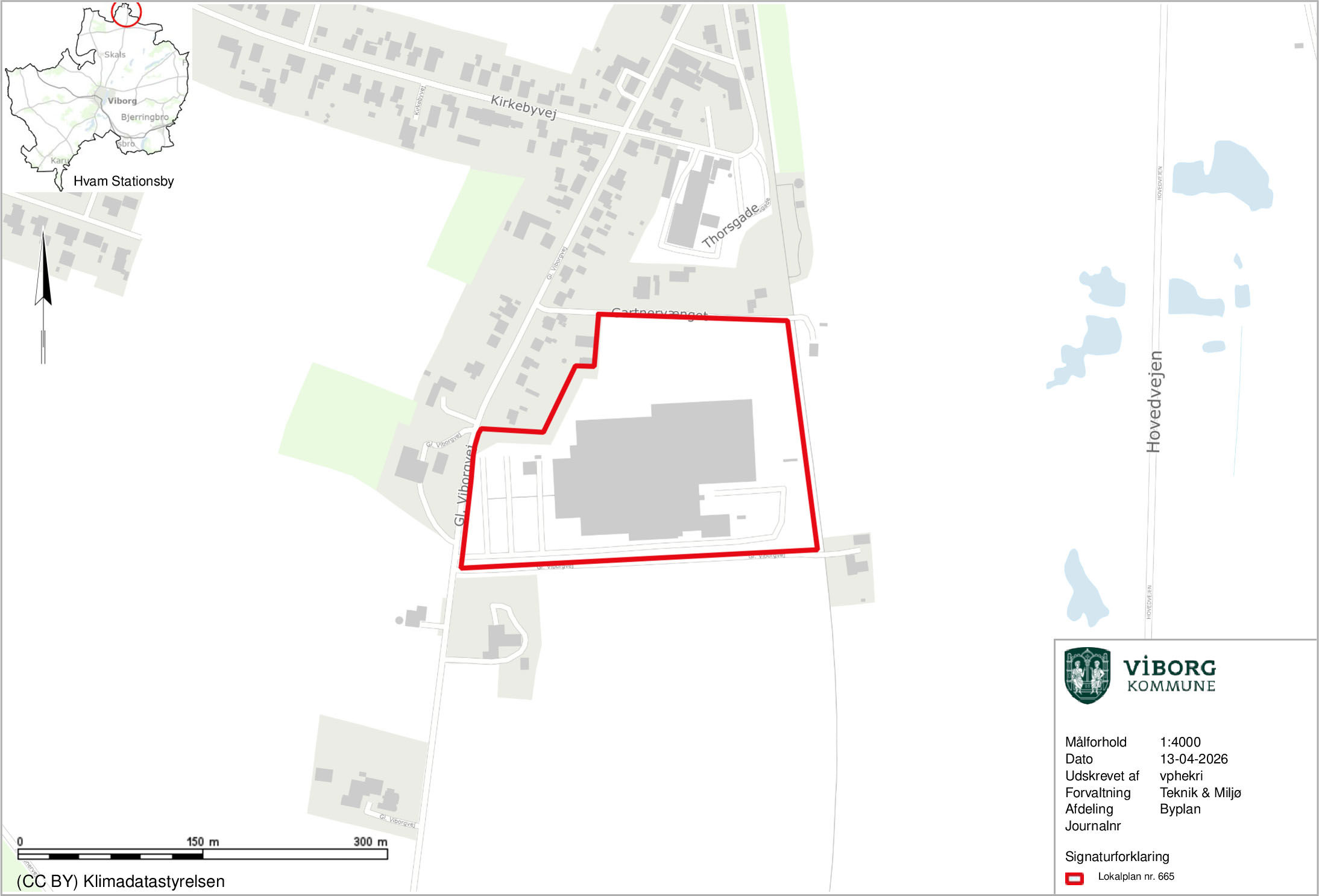 Kort over erhvervsområdet ved Gl. Viborgvej i Hvam