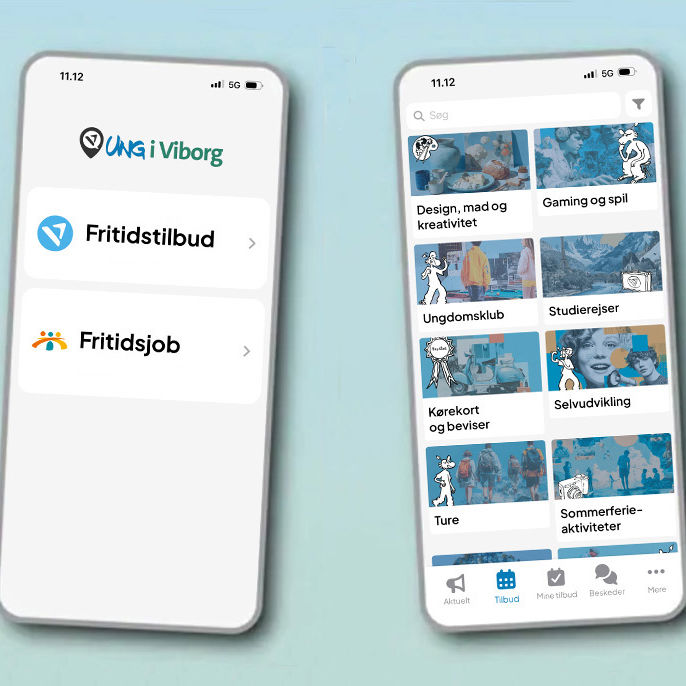 Illustration der viser indhold i app'en Ung i Viborg