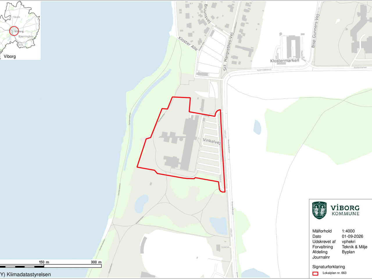Kort over området ved Vinkelvej i Viborg