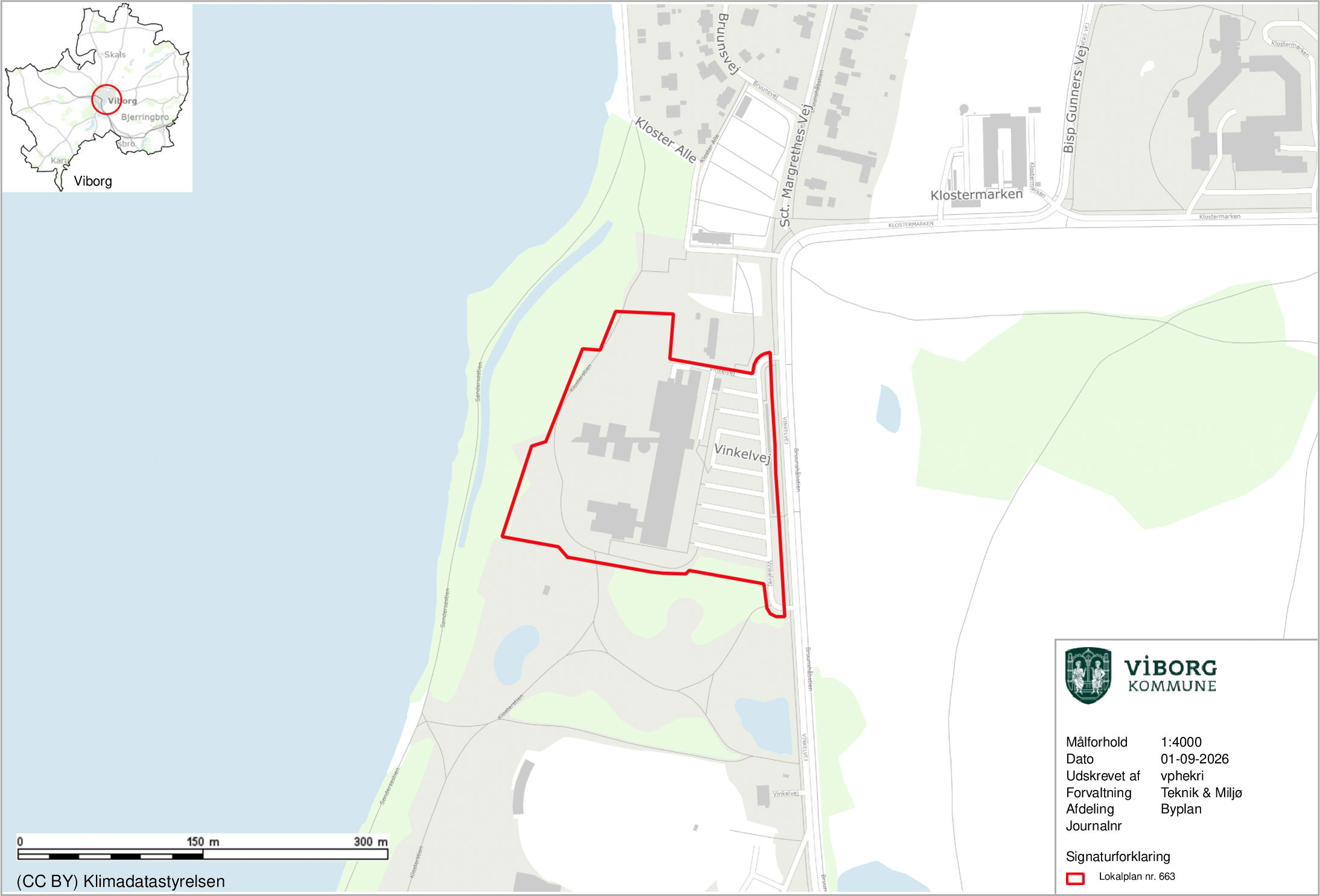 Kort over området ved Vinkelvej i Viborg