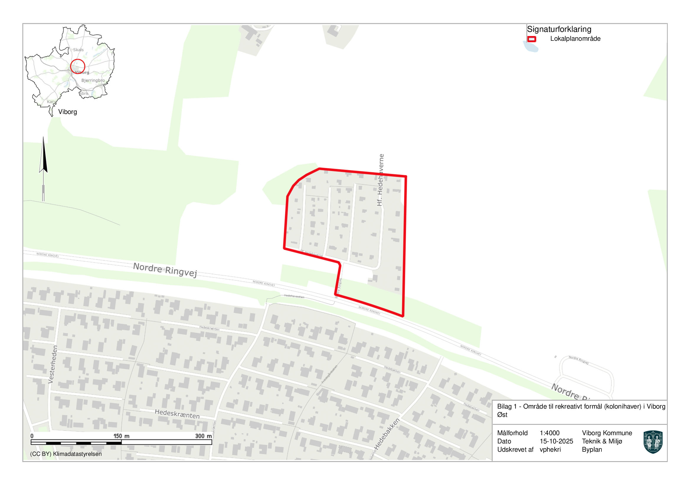 Kort over området ved Nordre Ringvej i Viborg