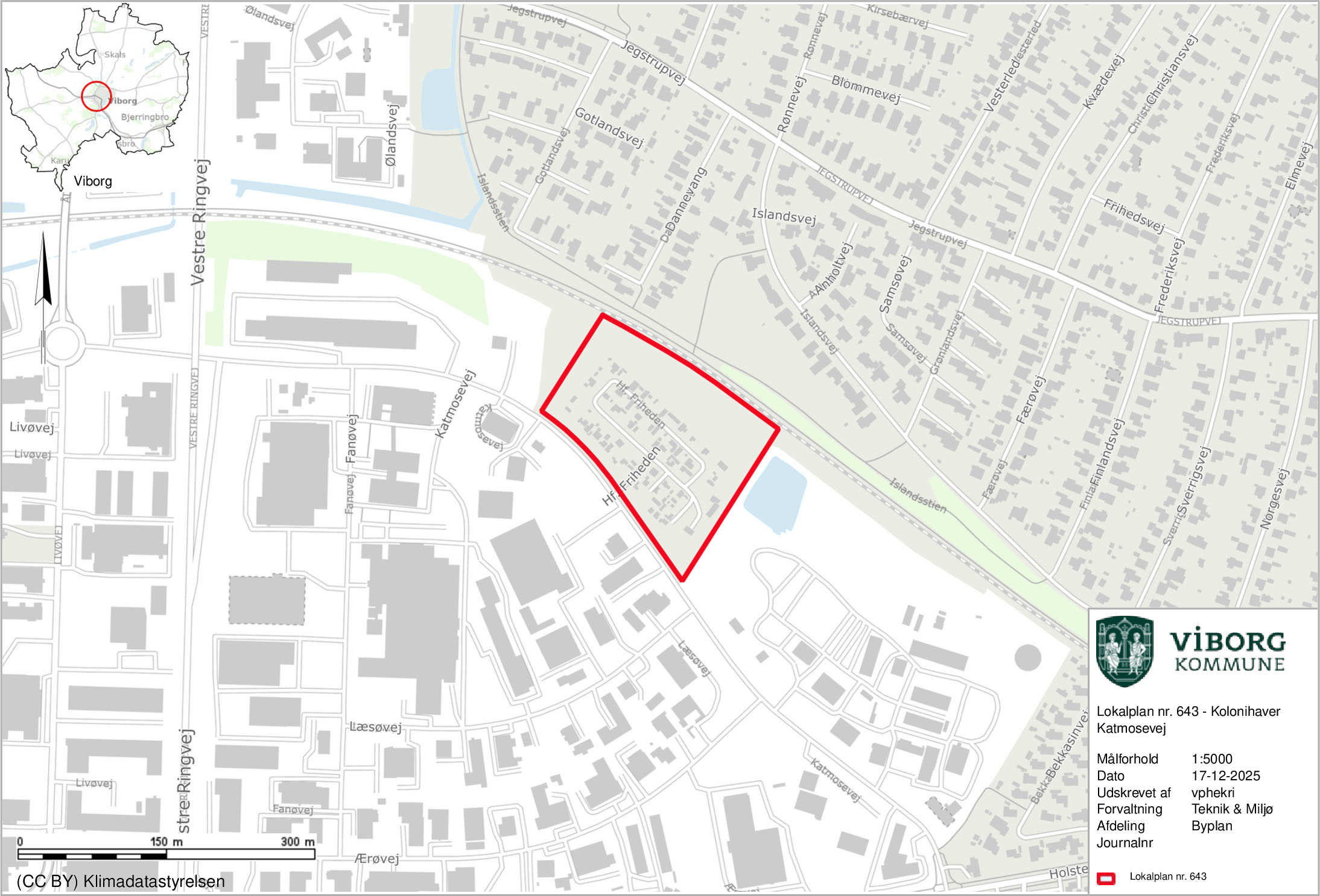 Kort over området ved Katmosevej i Viborg