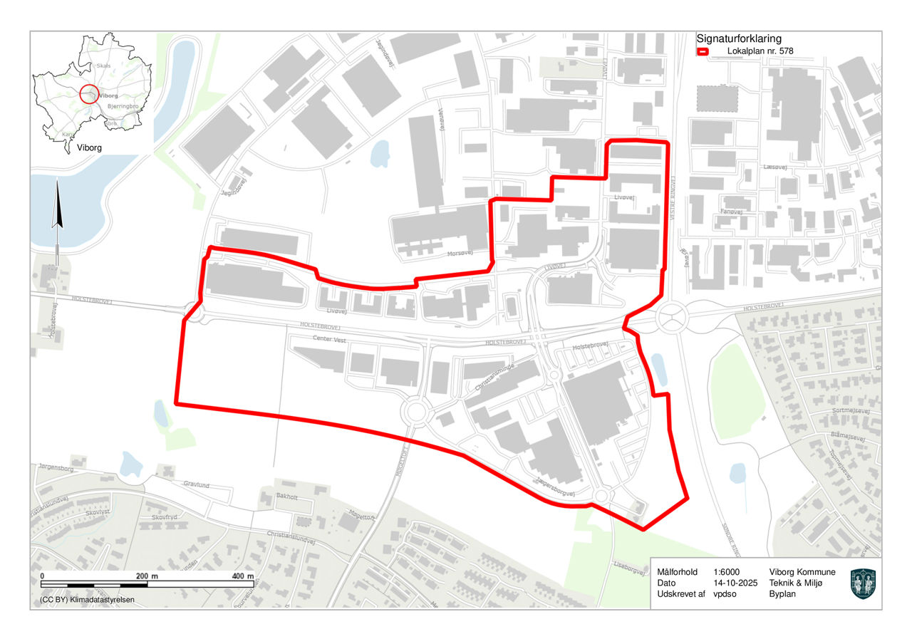 Oversigtskort over udvidelse af aflastningsområde ved Holstebrovej