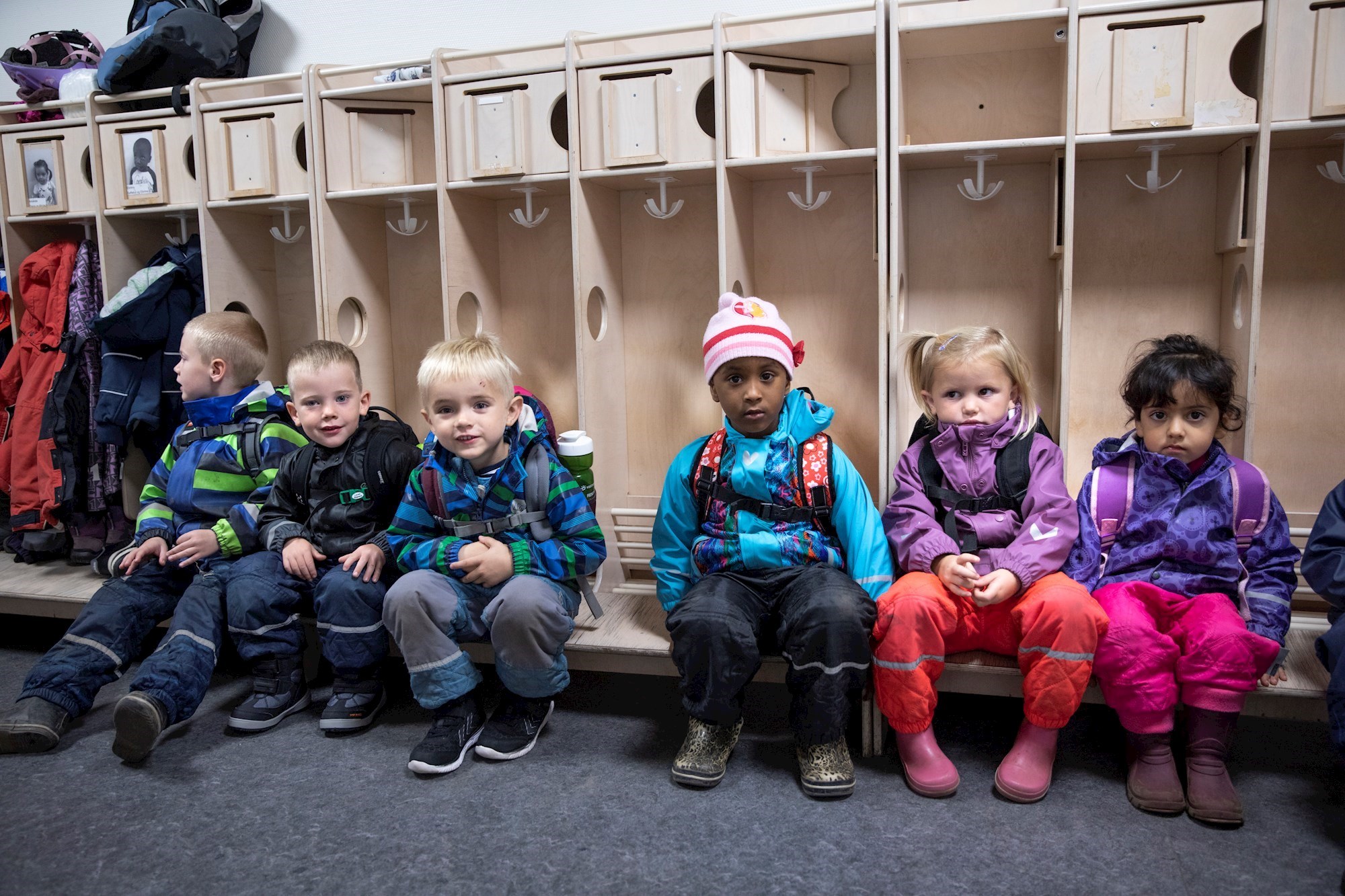 Garderobe i en børnehave 