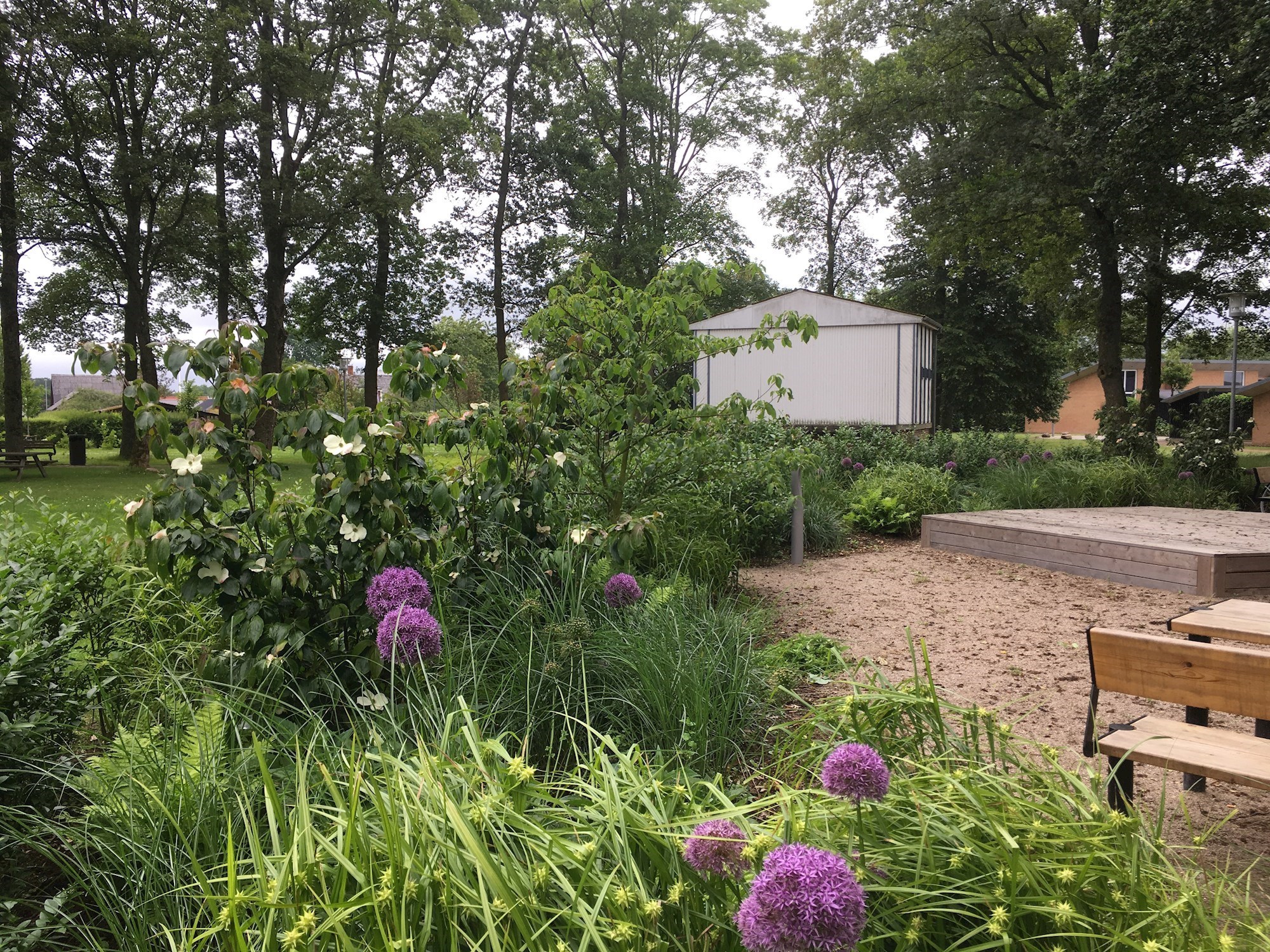 Staudebede ved opholdsplads.