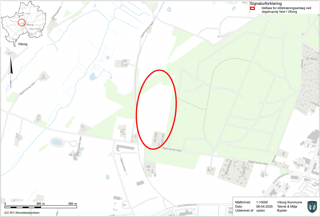 Kort over området ved Jegstrupvej Vest