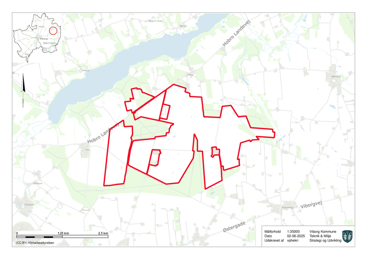Kort over området over området ved Vinge