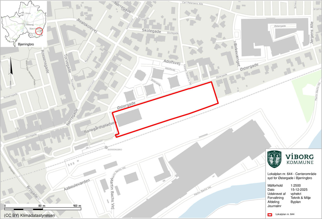 Centerområde syd for Østergade i Bjerringbro