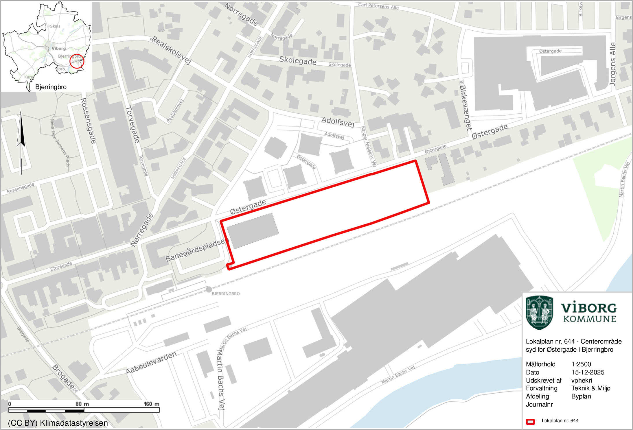 Centerområde syd for Østergade i Bjerringbro
