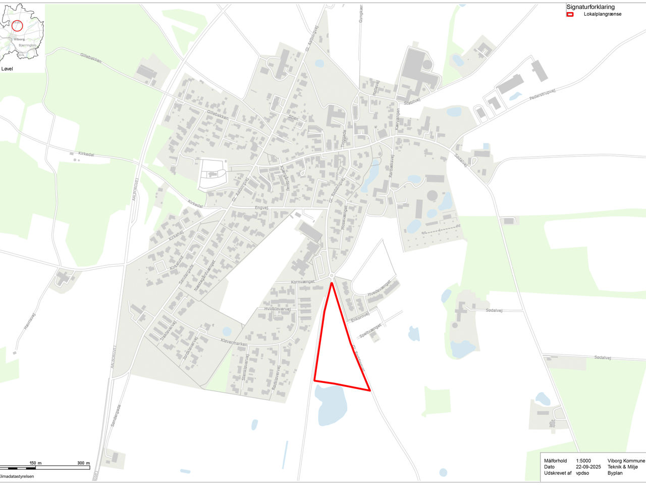 Oversigtskort over rekreativt område i Løvel