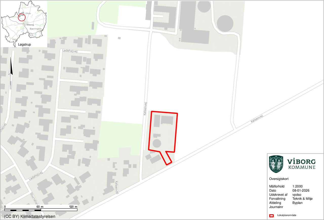 Kort over området ved Kølsenvej i Løgstrup