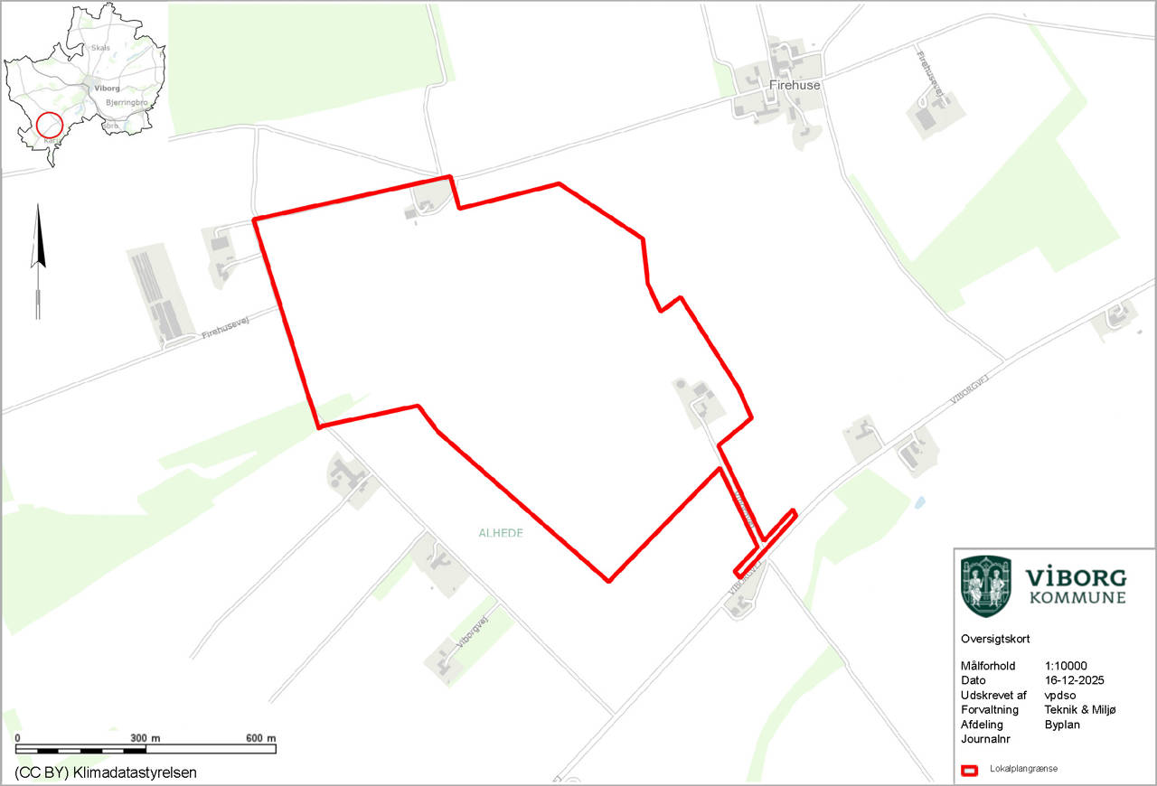 Oversigtskort over området ved Firehuse
