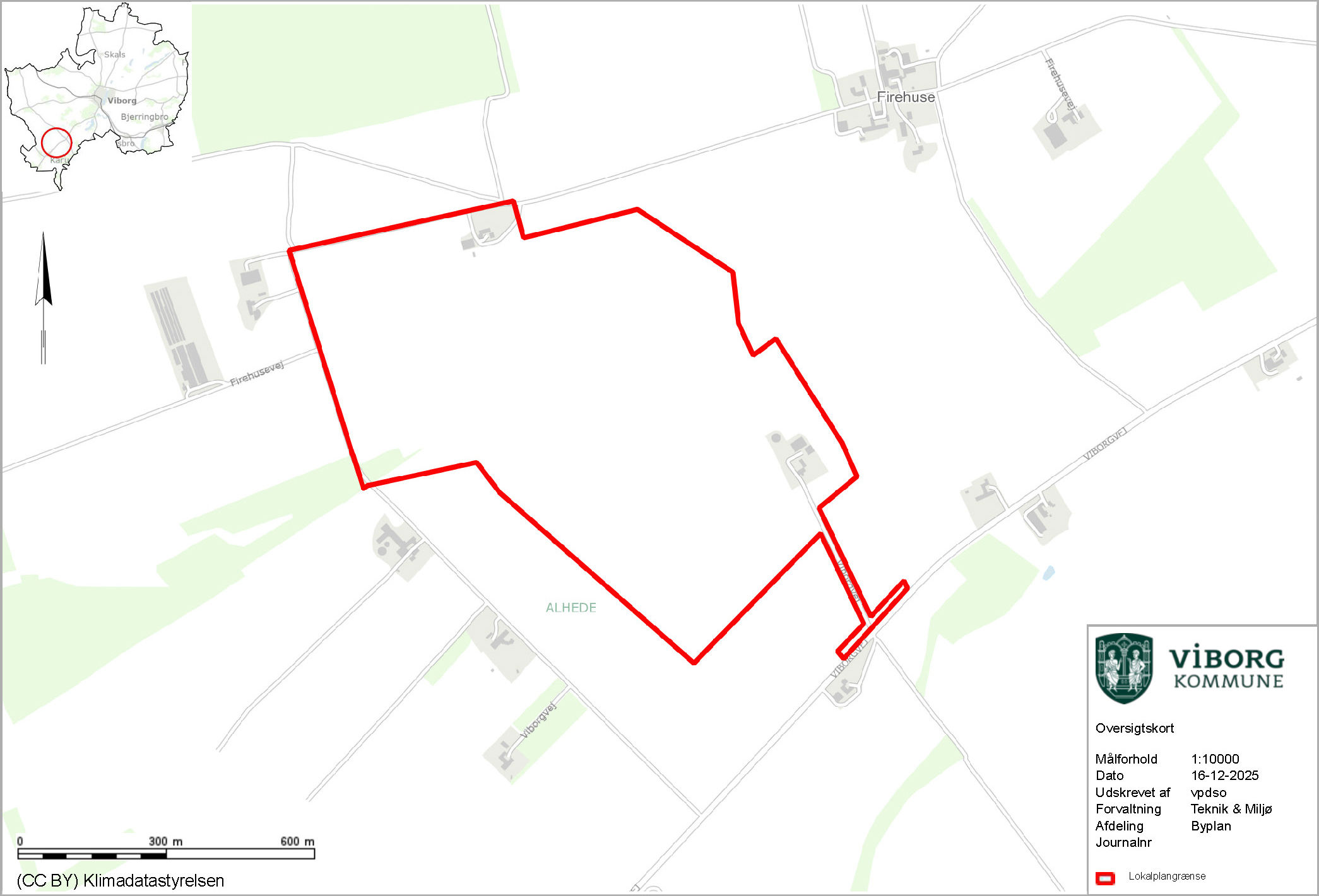 Oversigtskort over området ved Firehuse